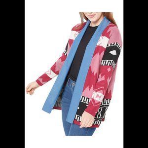 Attitude by Renee Southwest Cardigan with Denim Lapel - Regular
